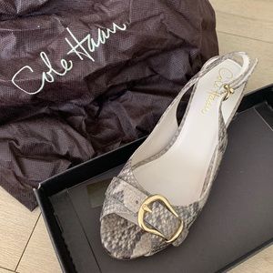 Snake skin peep toe heels